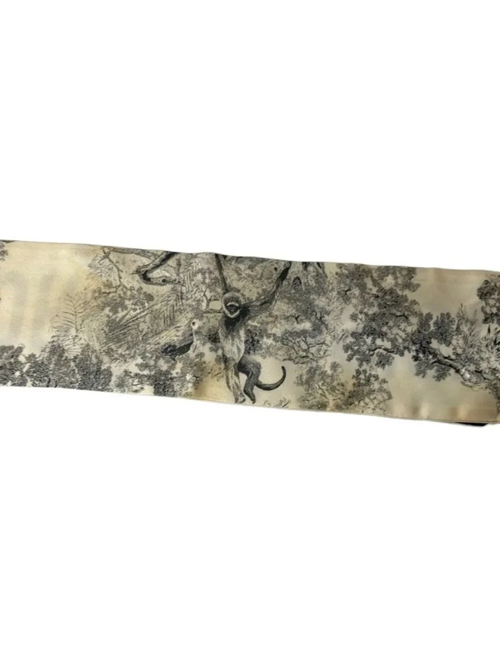 Dior Scarf White Gray Ribbon Toile de Jouy